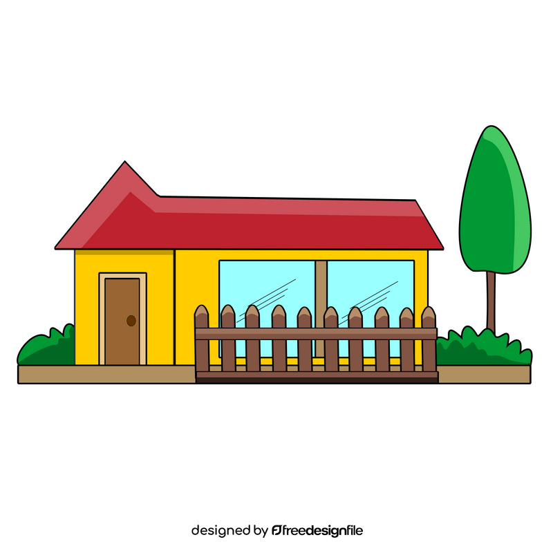 House with a fence clipart