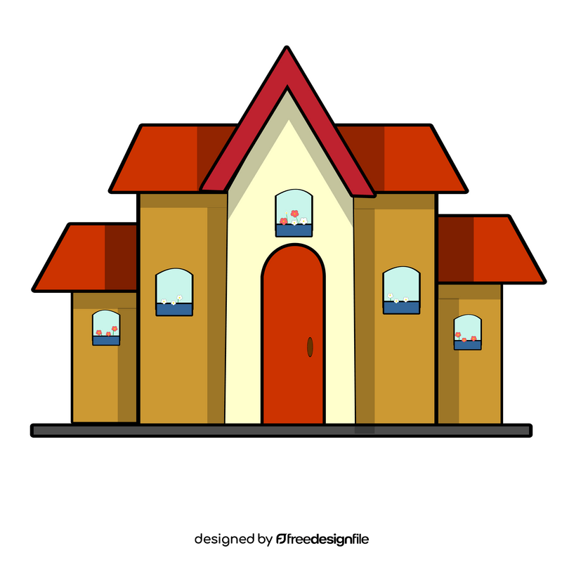 House with window flower boxes clipart