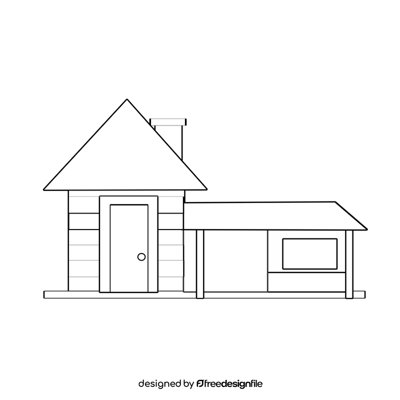 Cartoon house drawing black and white clipart