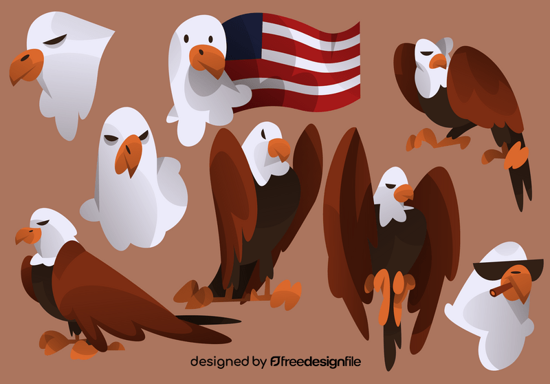 Eagle cartoon set vector