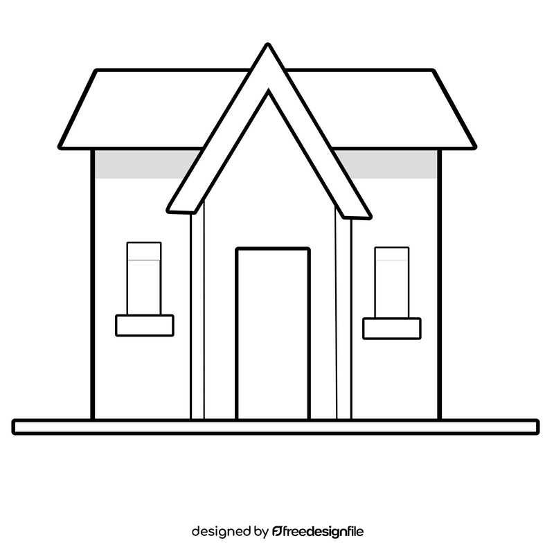 Cartoon house black and white clipart