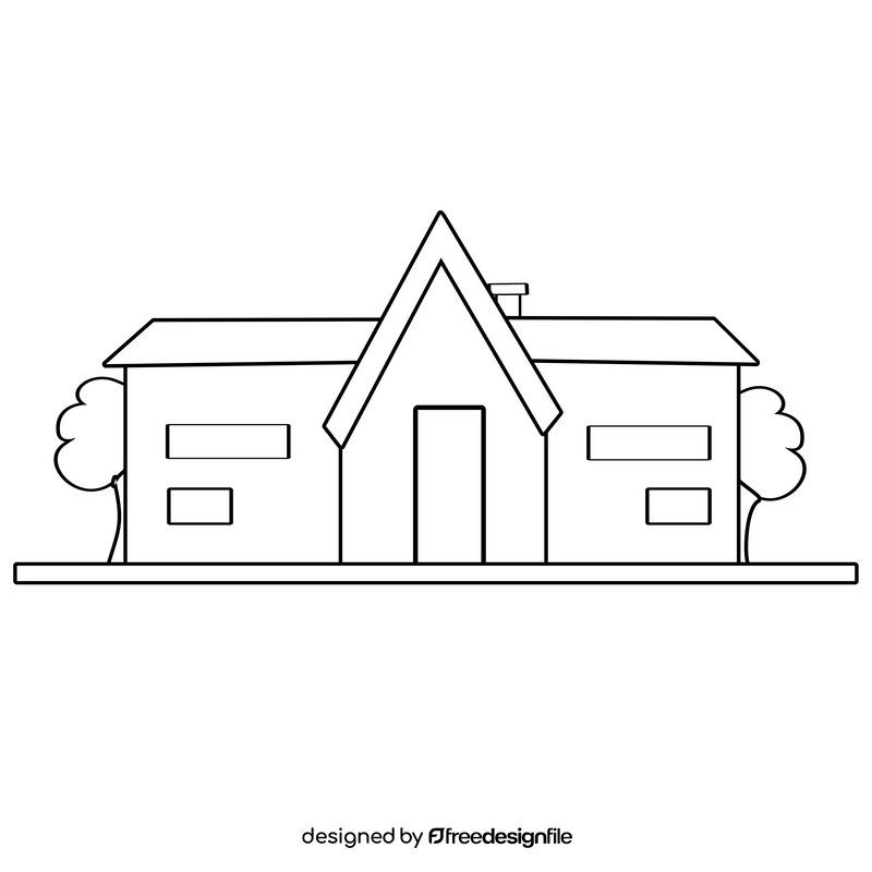 House cartoon black and white clipart