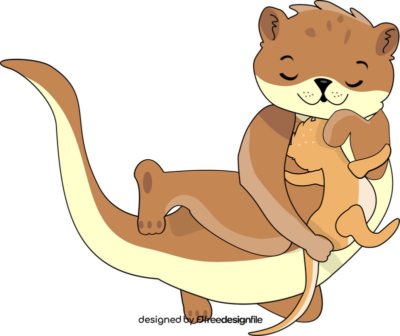 Holding otter holding a baby clipart