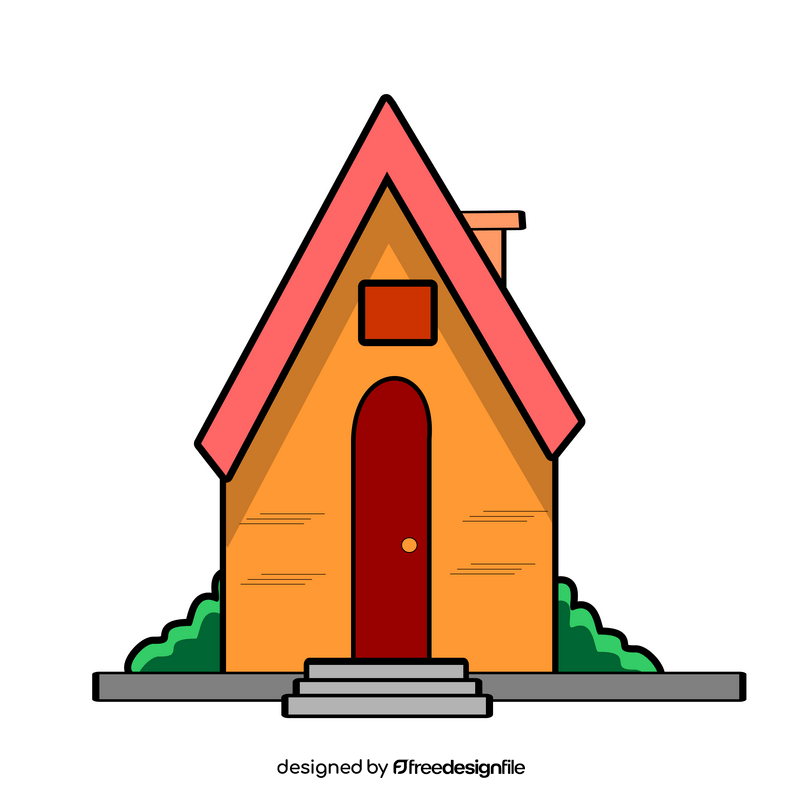 Orange house drawing clipart