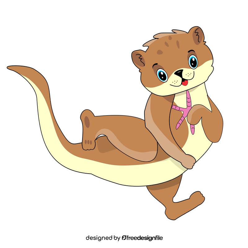 Otter holding a starfish clipart