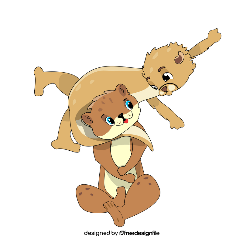 Two otters illustration clipart