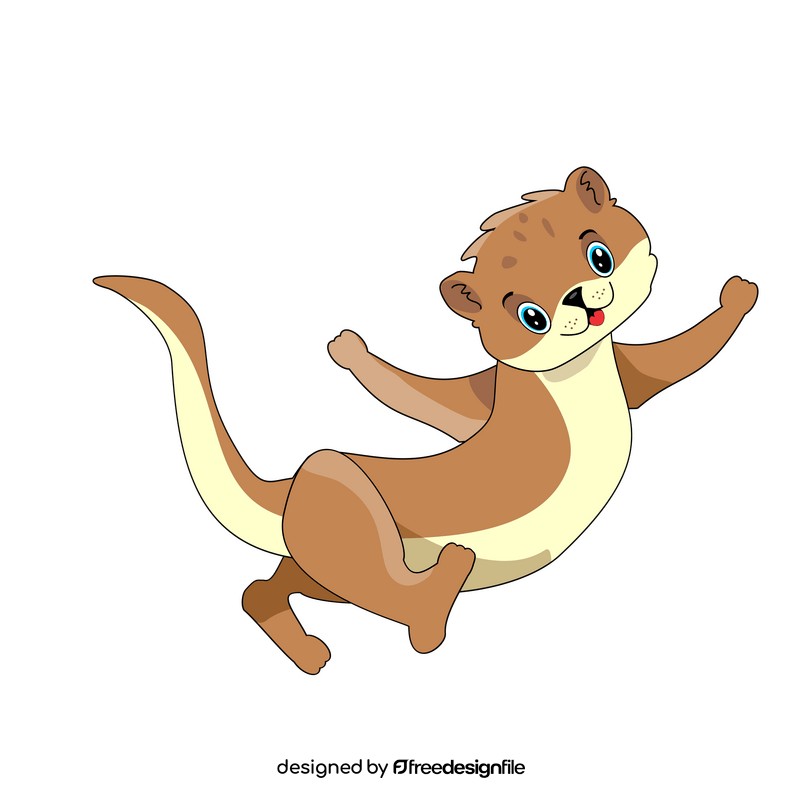 Otter running illustration clipart