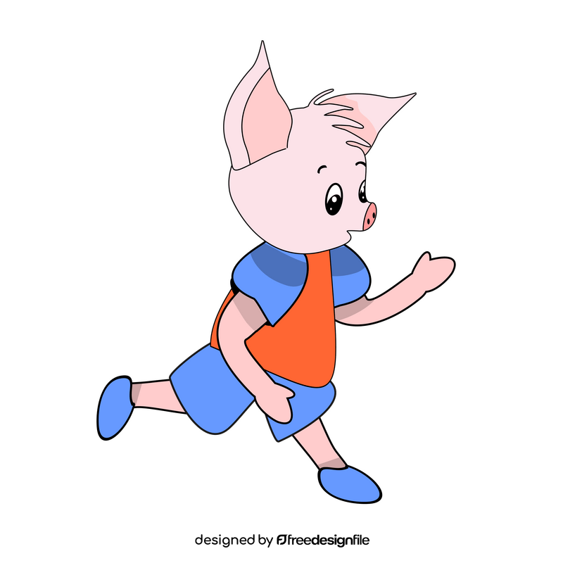 Cartoon pig running clipart