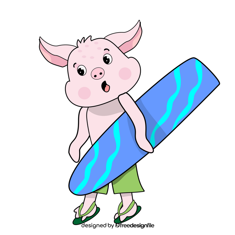 Pig with skateboard clipart