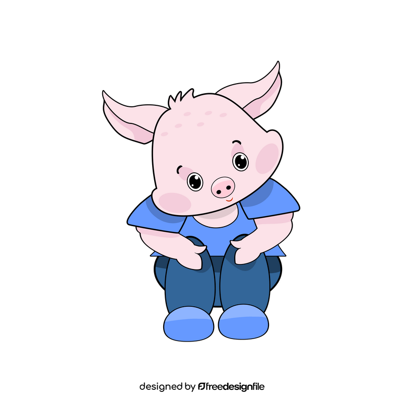 Pig sitting illustration clipart