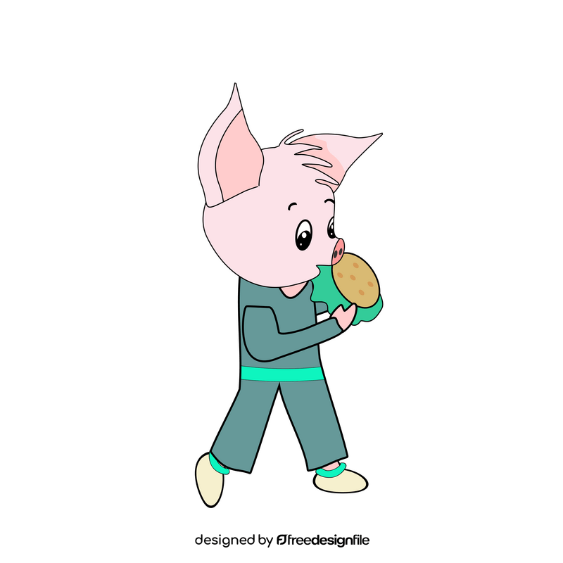 Pig eating illustration clipart