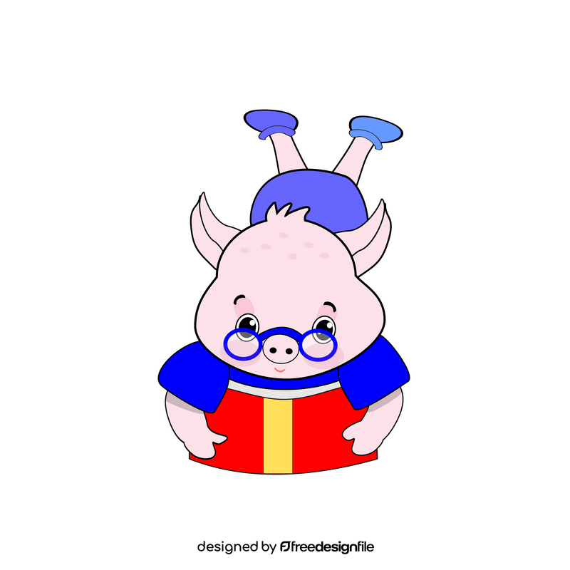Pig reading cartoon clipart