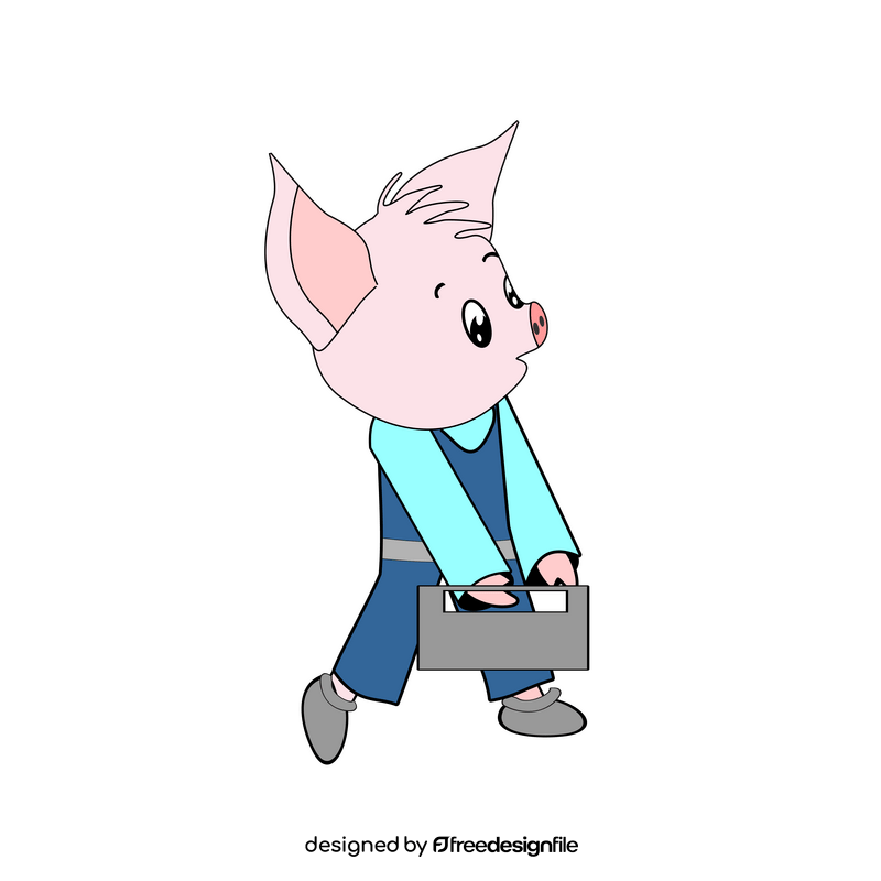 Pig going to work cartoon clipart