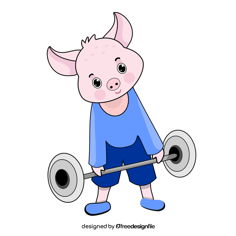 Cute pig working out clipart