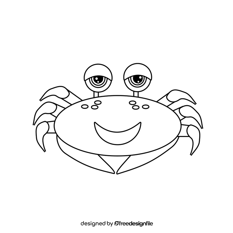 Crab cartoon black and white clipart