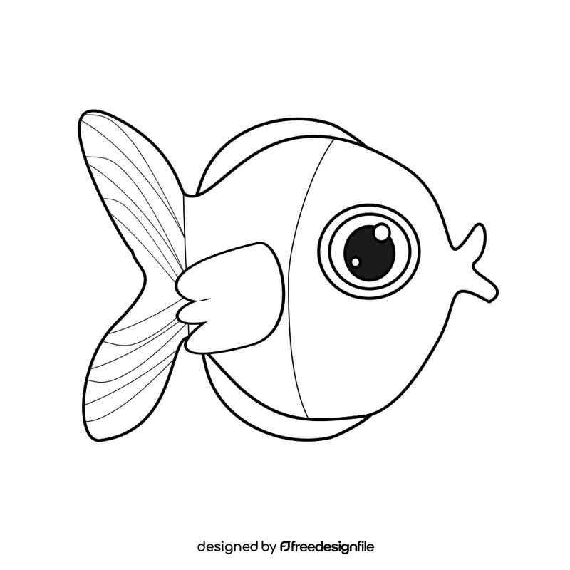 Cartoon fish black and white clipart