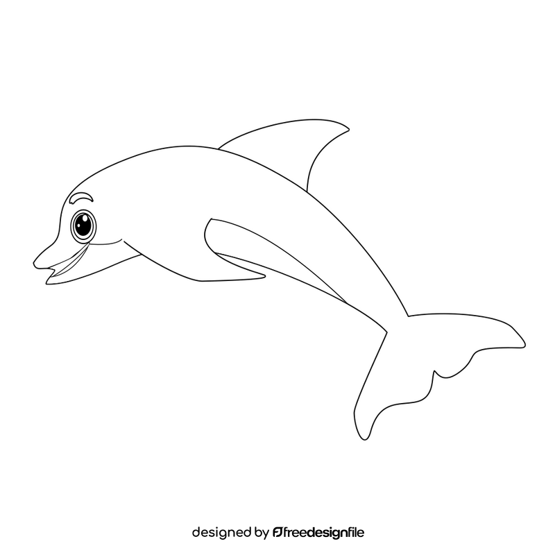 Cute dolphin black and white clipart