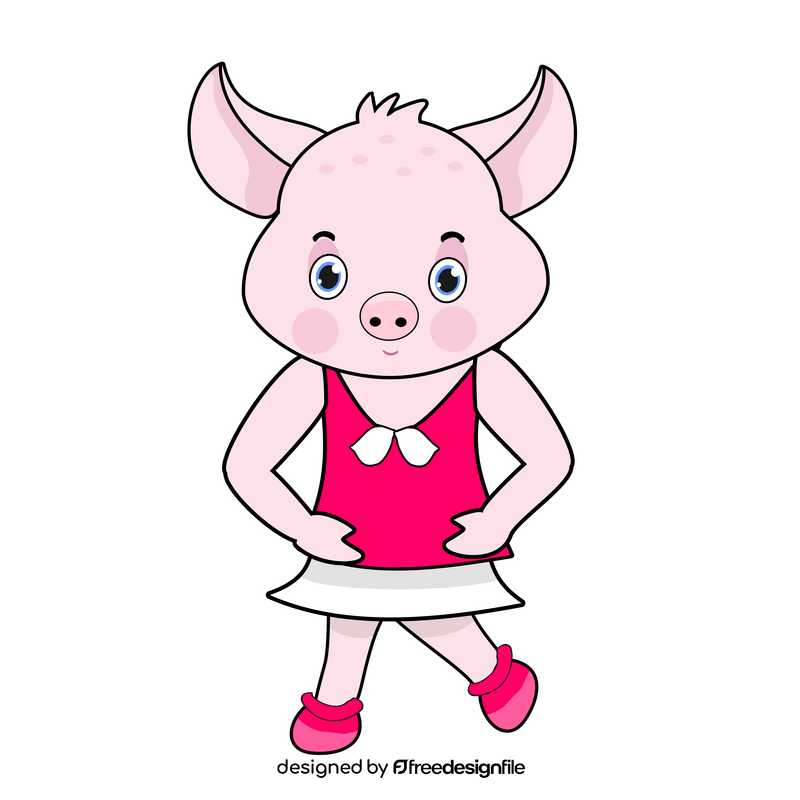 Cute pig with skirt and blouse clipart