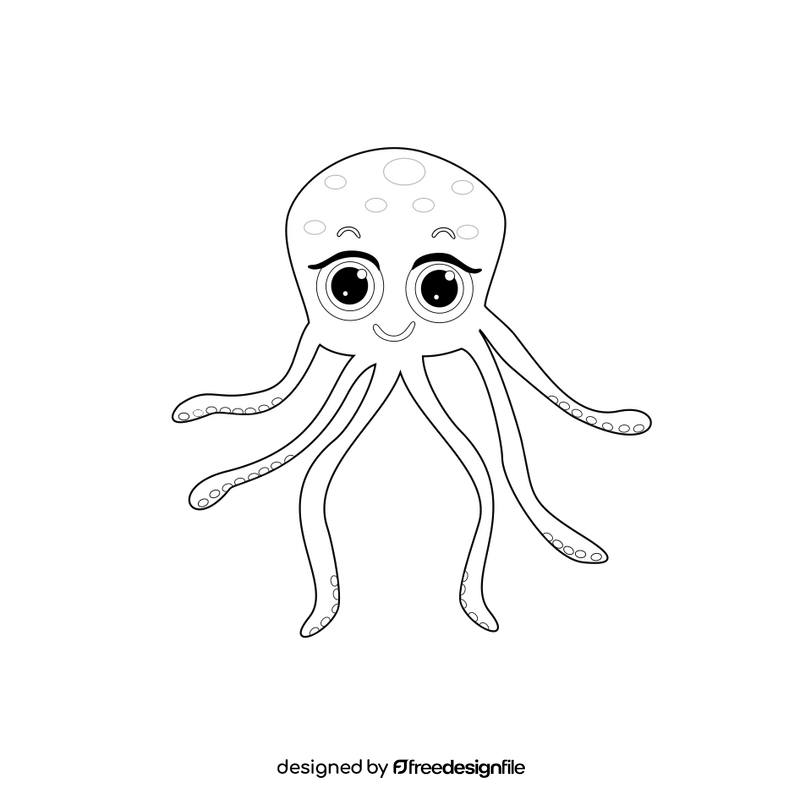 Octopus drawing black and white clipart