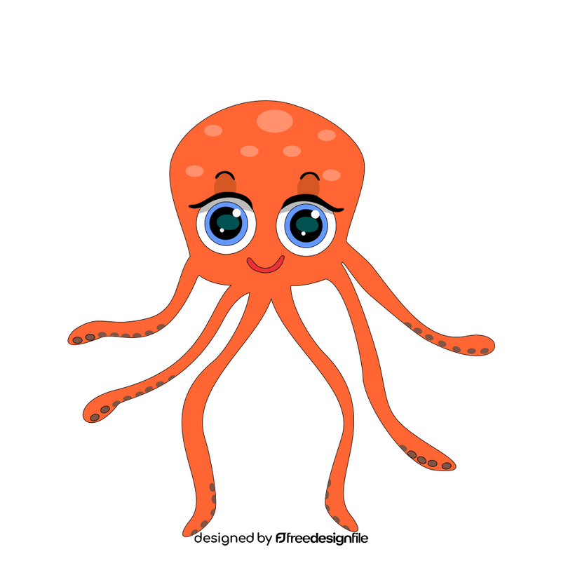 Orange octopus drawing clipart