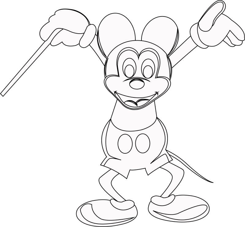 Mickey mouse black and white clipart