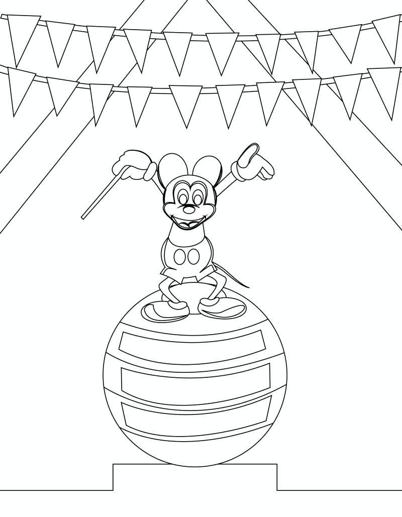 Mickey mouse in circus black and white vector