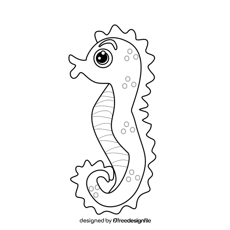 Seahorse illustration black and white clipart