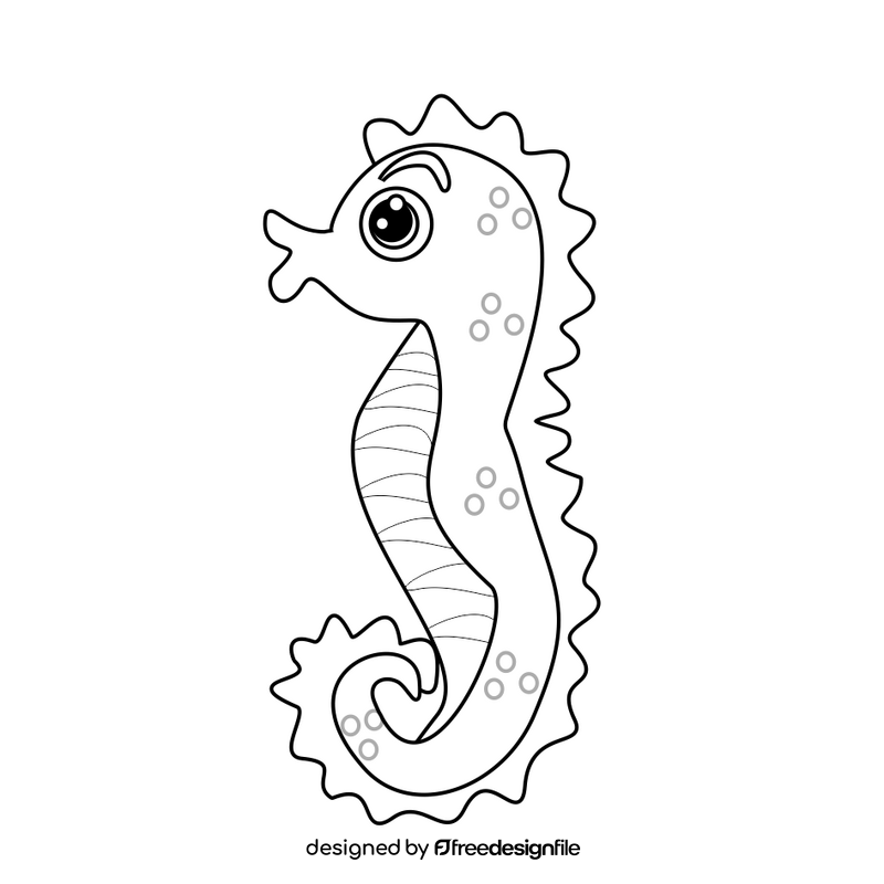Seahorse illustration black and white clipart vector free download