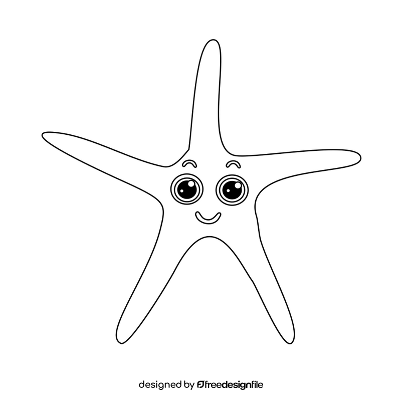 Cartoon starfish black and white clipart
