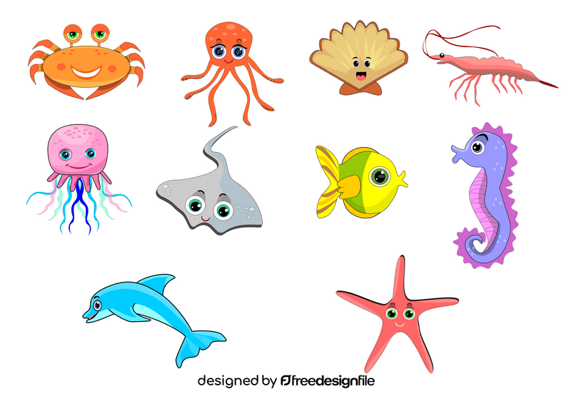 Sea animals vector