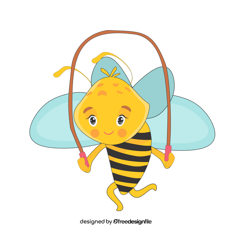 Cartoon bee jumping rope clipart