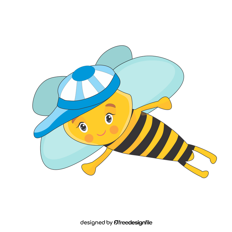 Bee with a cap clipart