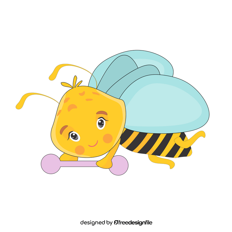Bee working out illustration clipart