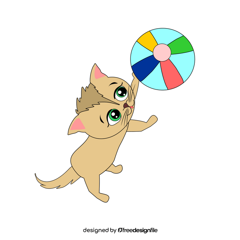 Cat playing ball clipart