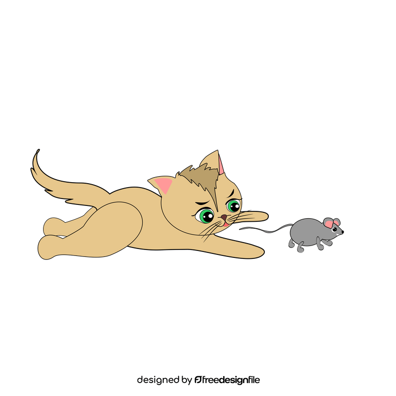 Cartoon cat chasing a mouse clipart