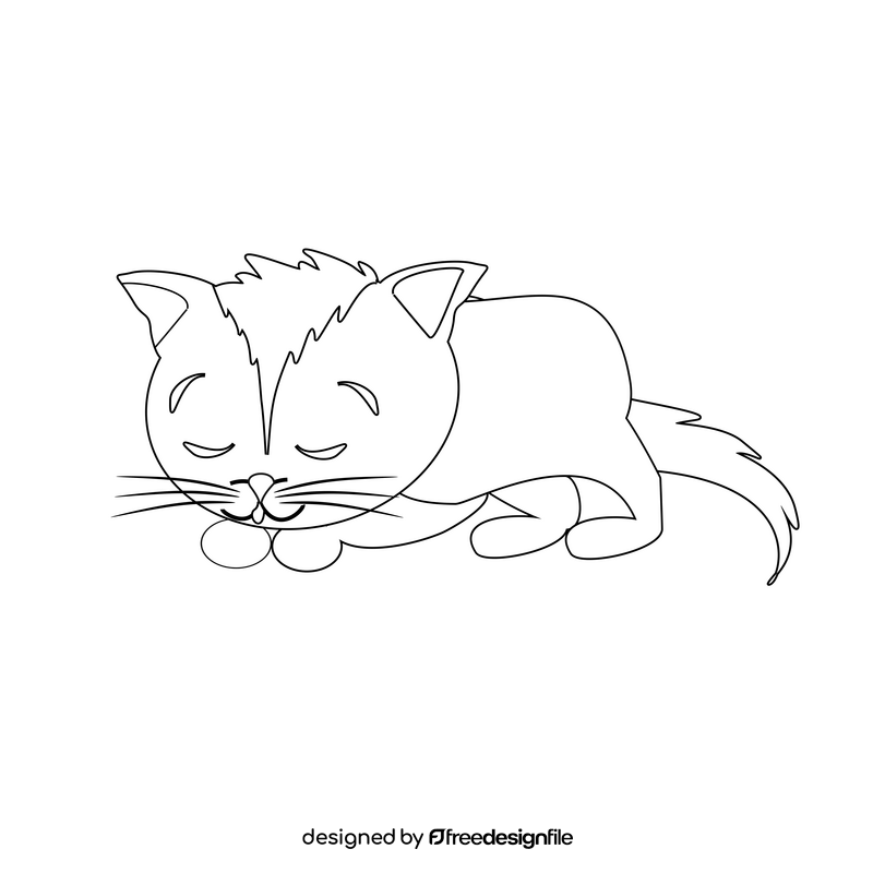 Free cat sleeping black and white clipart