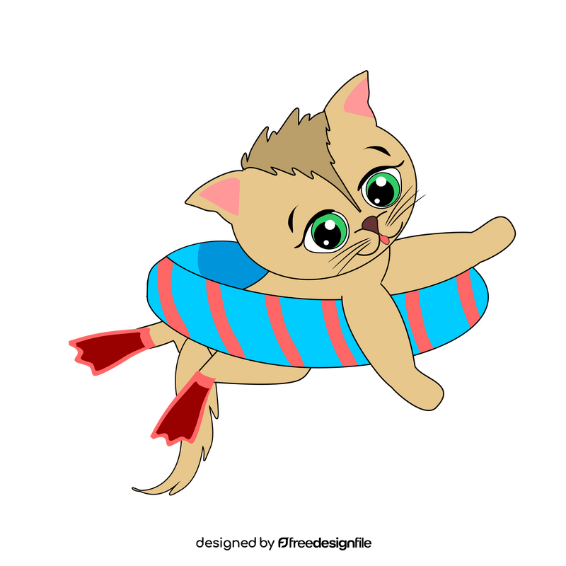 Free cat swimming clipart