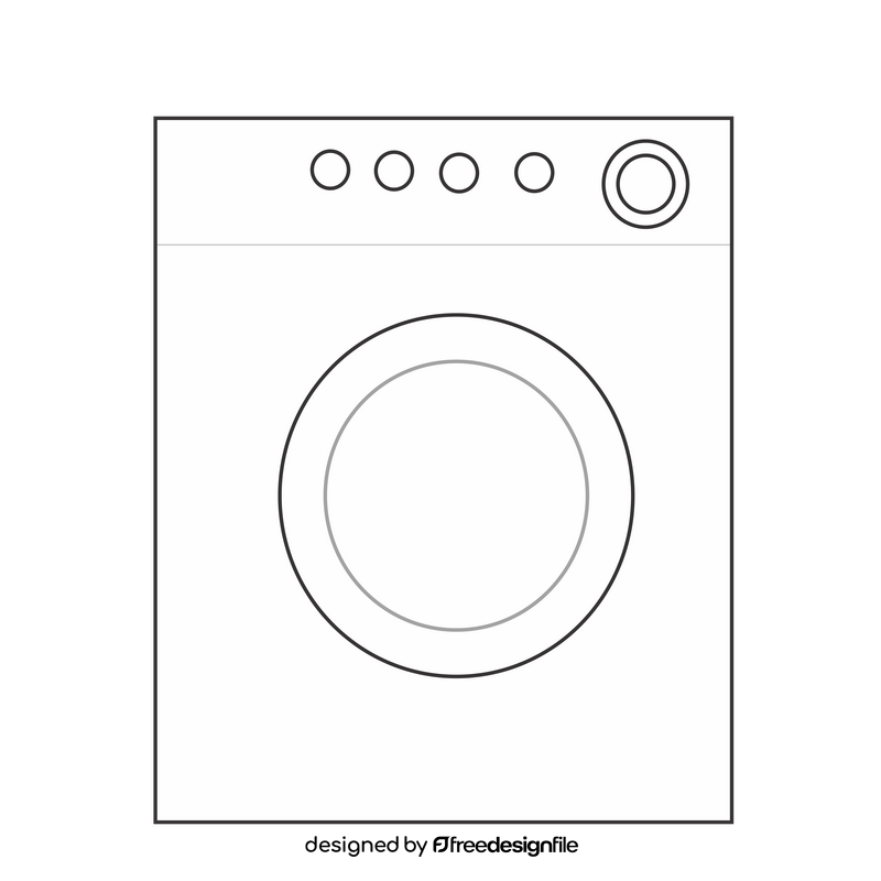 Washing machine drawing black and white clipart