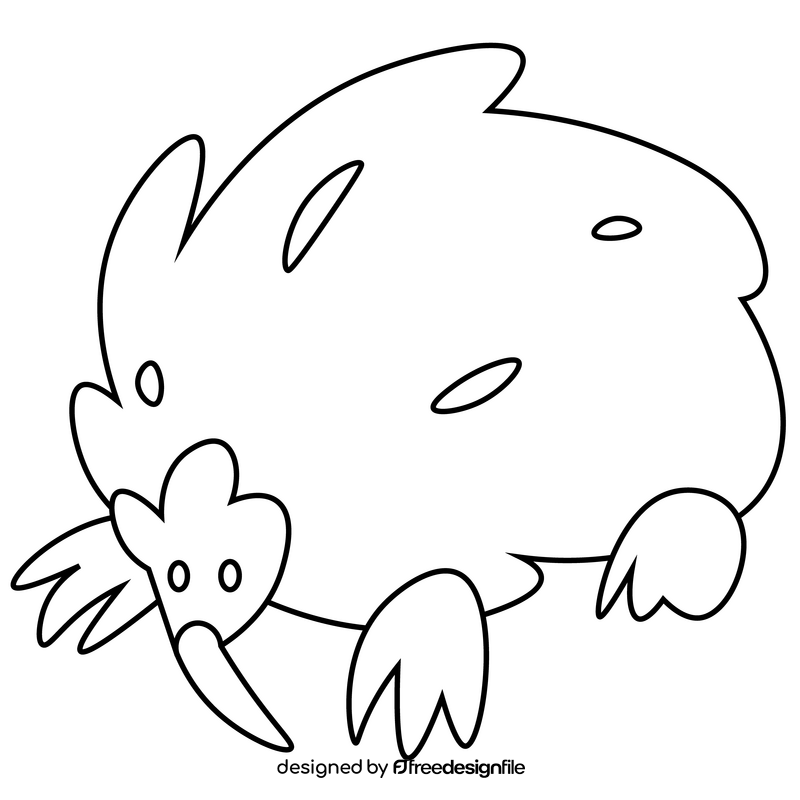 Echidna cartoon black and white clipart