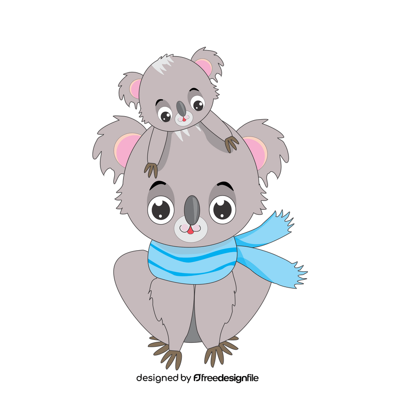 Free koala with baby on its head clipart
