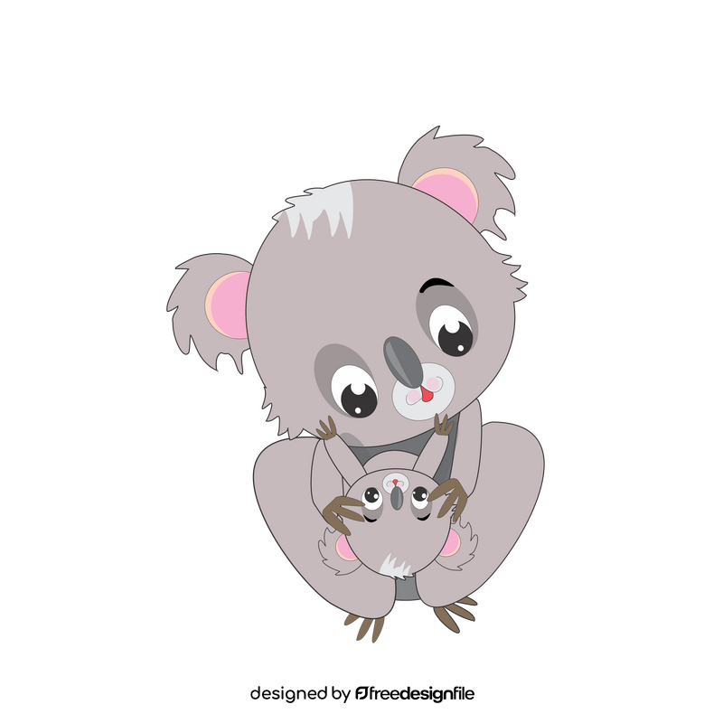 Baby koala and mom playing clipart