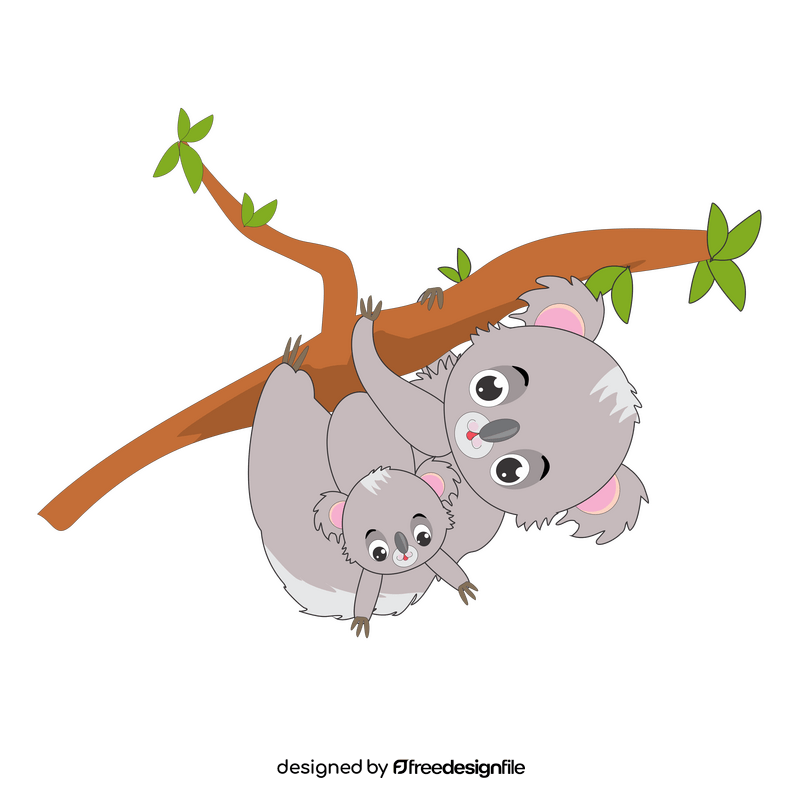 Koala with baby cartoon clipart