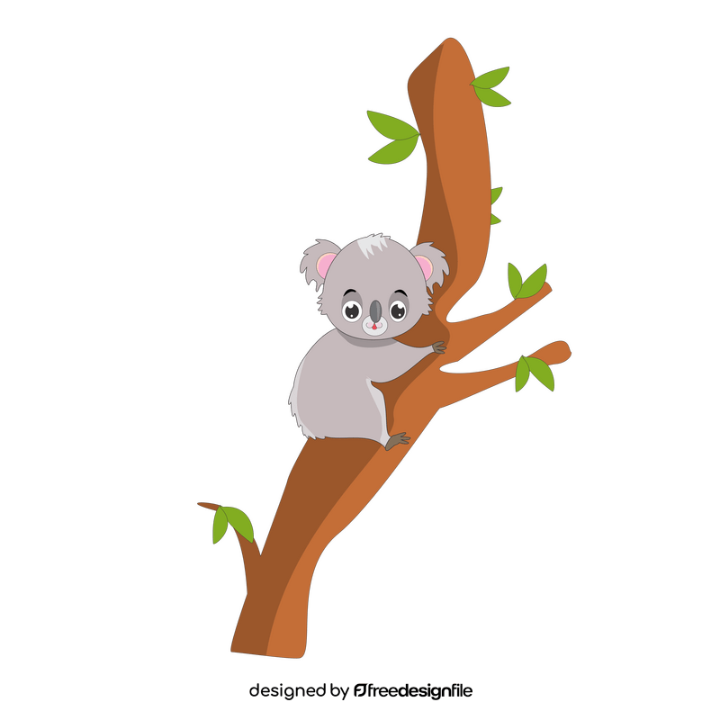 Koala climbing tree illustration clipart