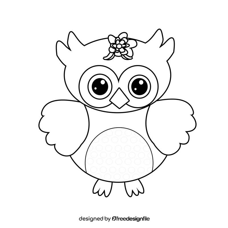 Blue owl illustration black and white clipart