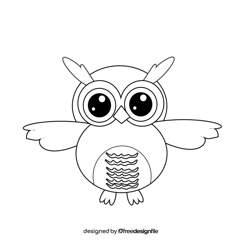 Pink and green owl black and white clipart