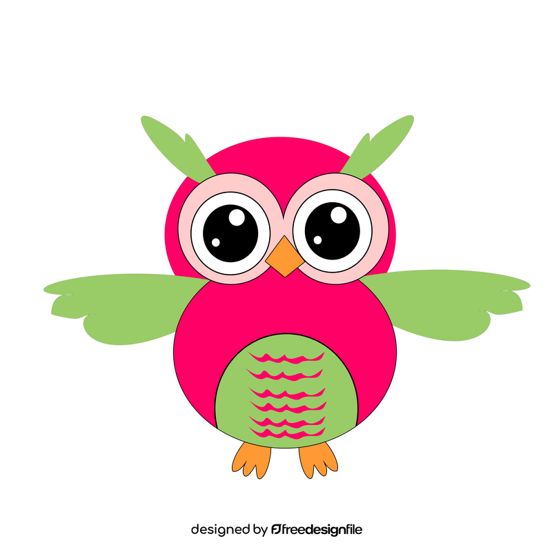 Pink and green owl clipart