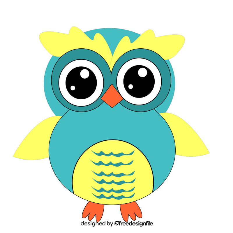Cartoon blue and yellow owl clipart