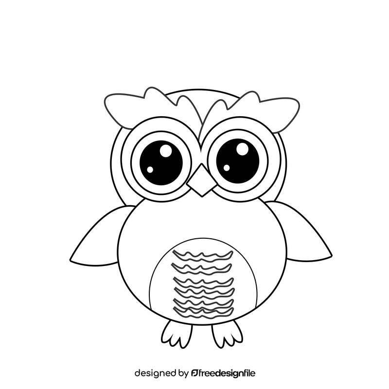 Cartoon owl black and white clipart