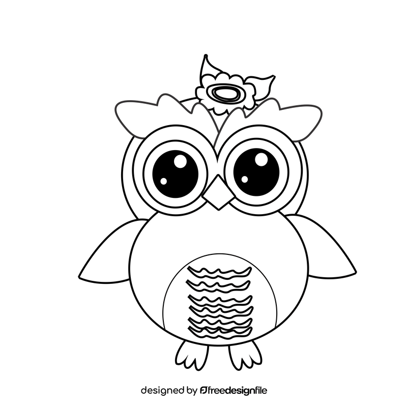 Owl black and white clipart