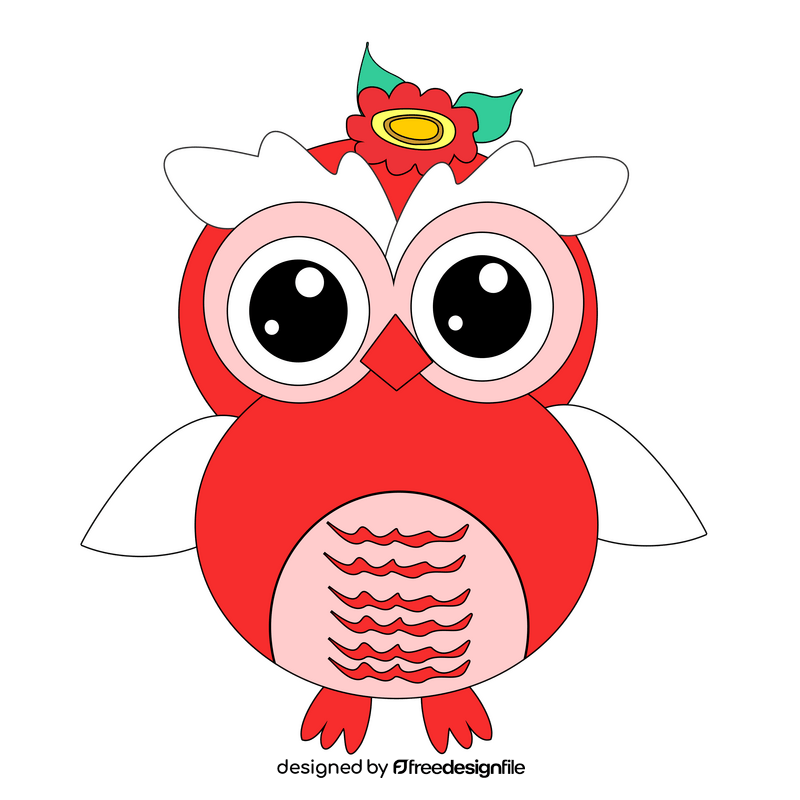 Red and white owl clipart